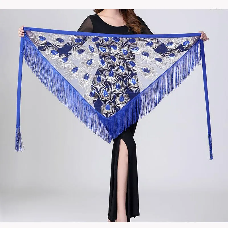 Scen Wear Womens Belly Dance Hip Scarf Shawl Costumes Triangle Belt Sequins Belts For Girls Bellydance Midje kedjor Tillbehör