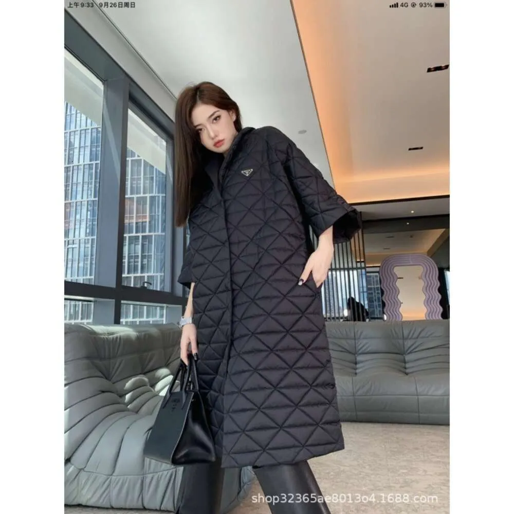 P Family Womens Triangle Logo Embellished Rhombus Long Black Puffer Jacket Autumn Winter Collection From Icapstory 36.83 DHgate.Com