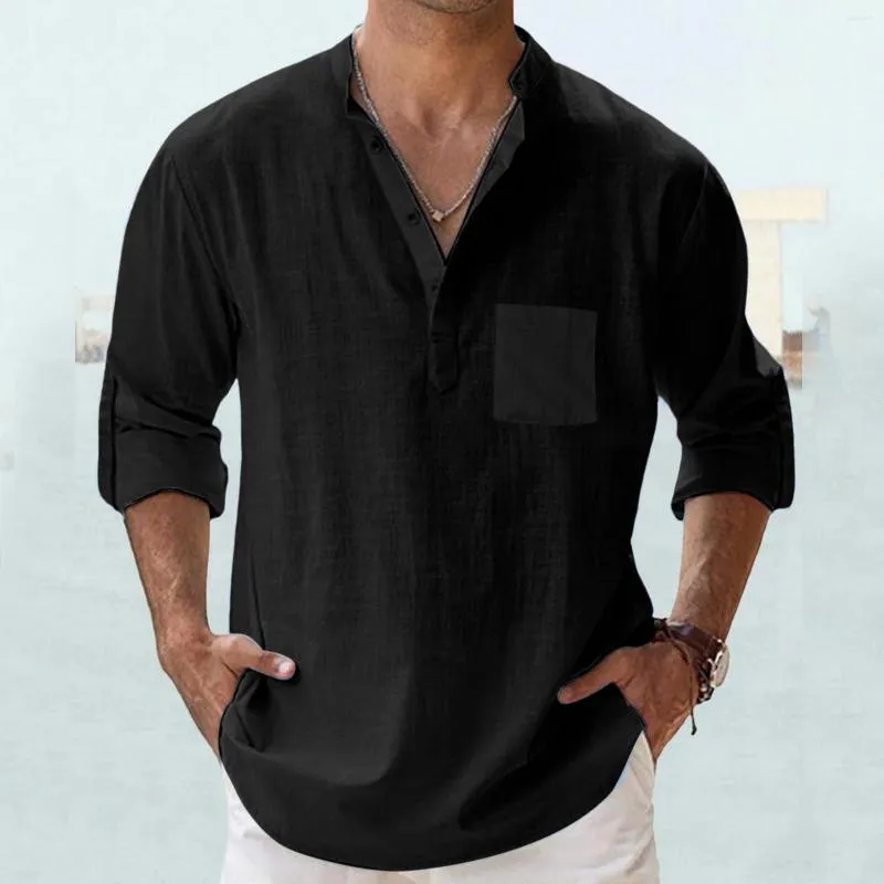 Mens long sleeve cheap pullover shirts with pocket