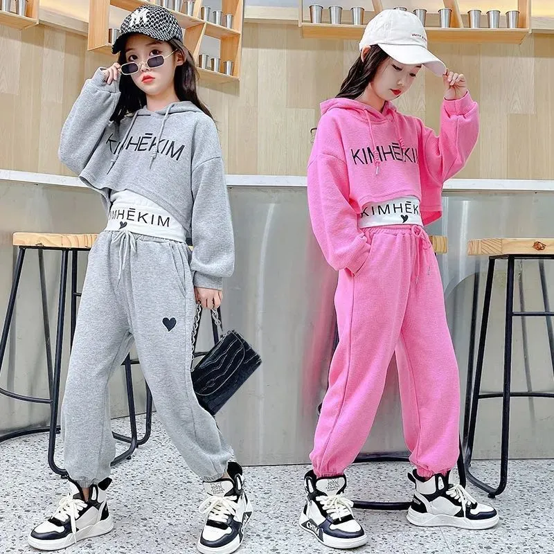 Korean Style Hoodie And Jogging Pants Set For Teenage Girls Casual Fashion  Sports Clothes For Spring And Summer Sizes 6 12 Years From Fan08, $27.59