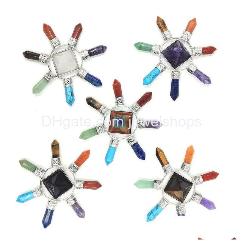 Rock Crystal Quartz Pyramid Energy Launcher Seven Chakra Point Generator Hexagon Stone Ornaments Amet Jewelry For Healing Drop Deliver Dho8G