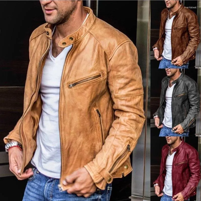 Chaqueta de piel para hombre, abrigo de PU para motocicleta para invierno y otoño, prendas de vestir ajustadas y cálidas, ropa de marca para hombre, ropa de calle de lucha 2023