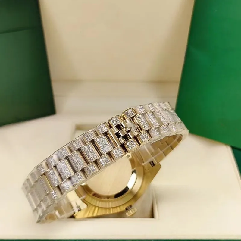 Men` full automatic mechanical watch size 44mm beautiful diamond beaded sapphire mirror waterproof function men like a gift