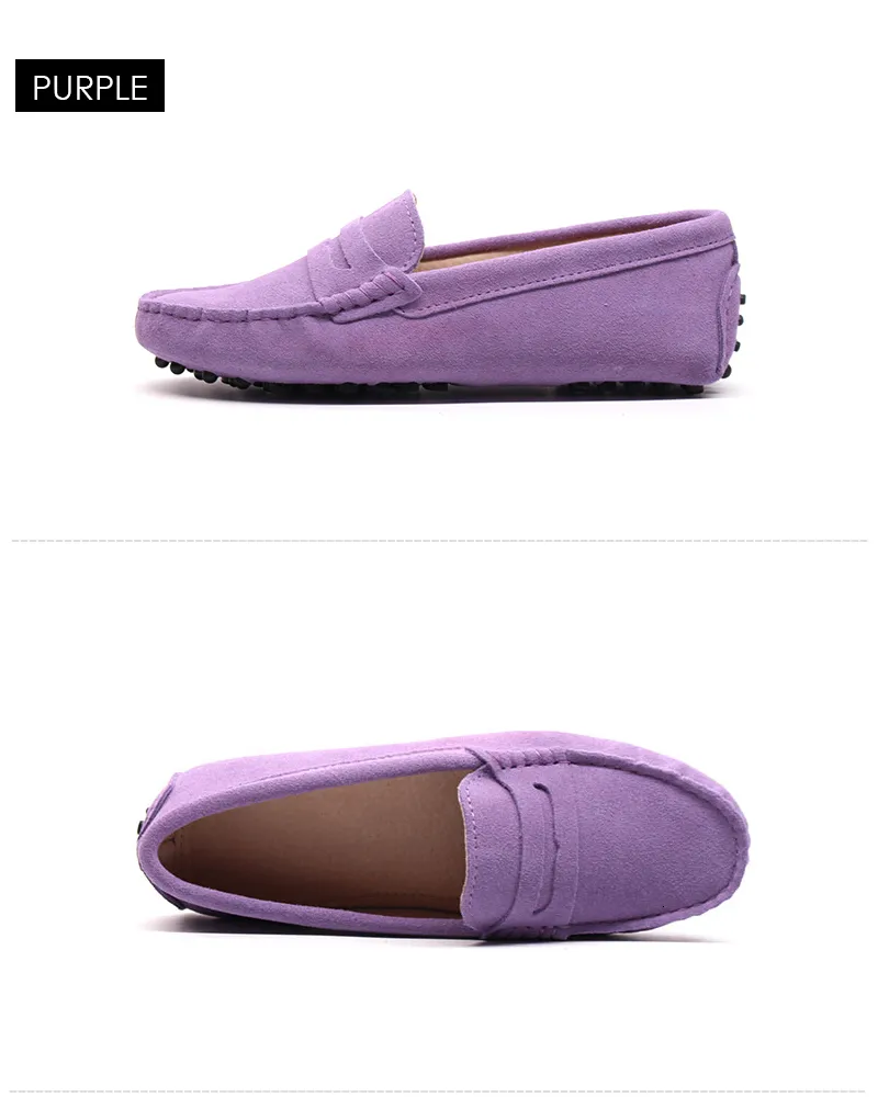 Women Genuine Leather Spring Flat Shoes Casual Loafers Slip On Women's Flats Shoes Moccasins Lady Driving Shoes