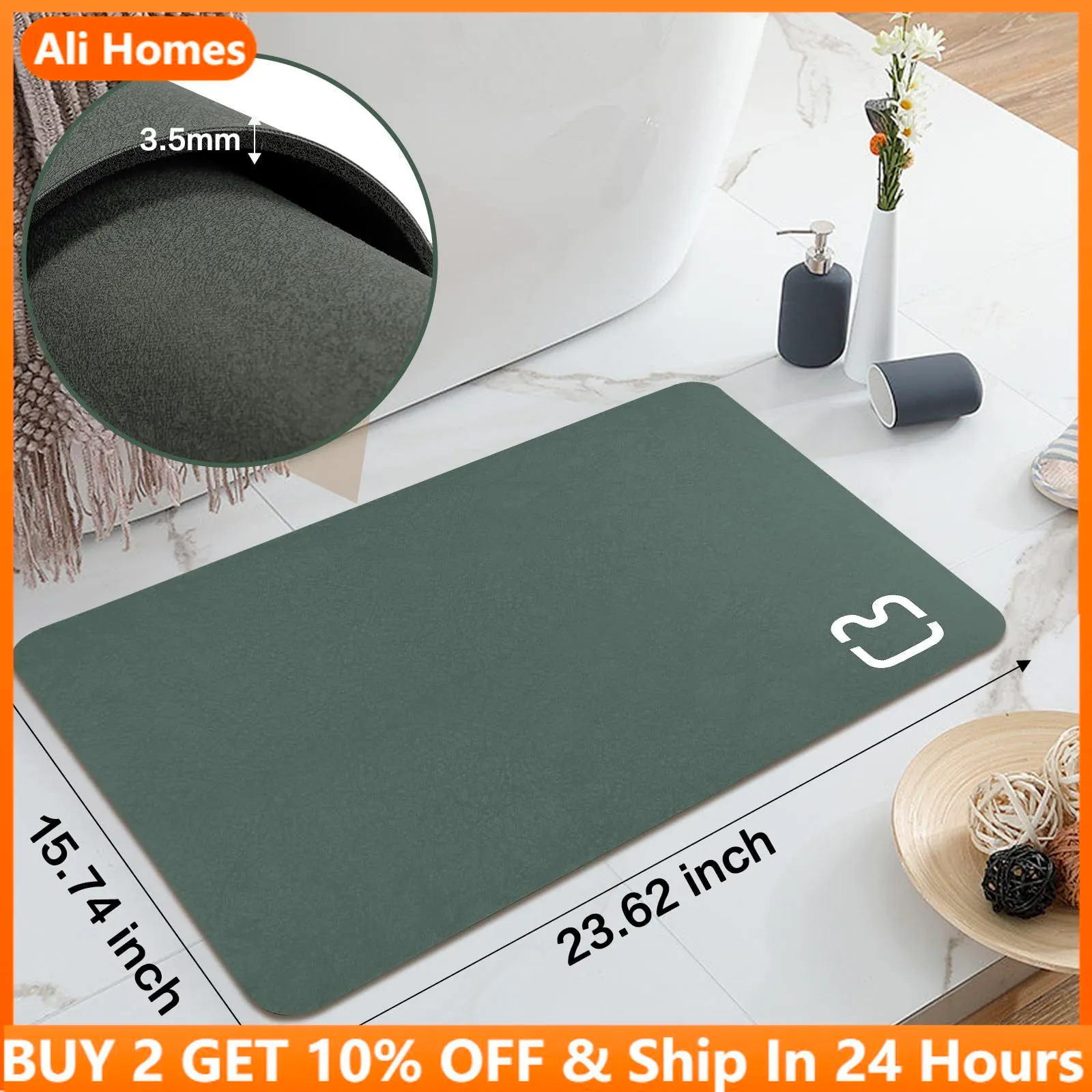 Badmattor Diatomaceous Earth Bath Mat-Super Absorberande Snabbtorkning DUBBELSIDA SIDD NON-SLIP Diatomite Bath Mat Clean-Great For Badrum 230926