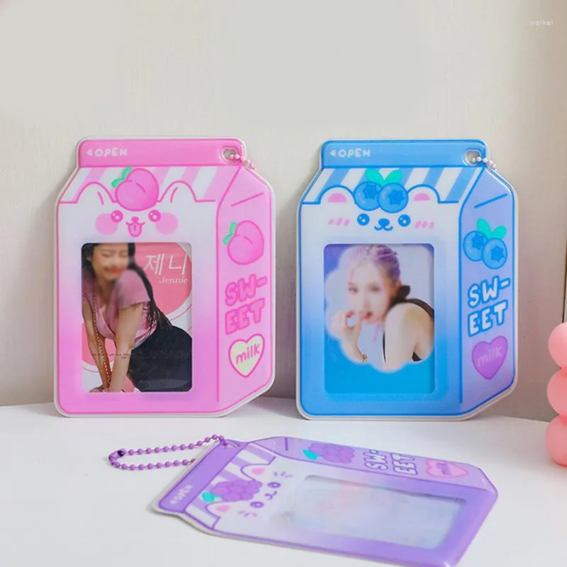 Frames Creative Cartoon Milk Box Card Holder 3 Inch Star Chasing Pocard Korean Cute Idol Po Protector Case Bus Bag