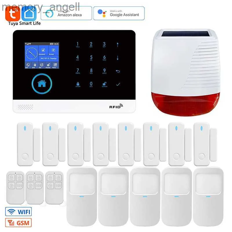 Alarm Systems Smart Alarm System WiFi GSM Tuya Home Security Alarm System PG103 433MHz Detectors App Control Wireless LCD Touch Keyboard Siren YQ230926