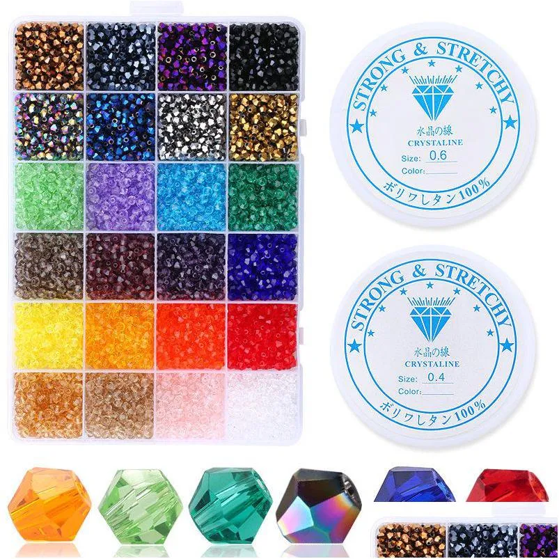 Acryl Kunststoff Lucite 4mm Glas Perlen Kits Schmuck Lose Spacer Fit Herstellung Diy Armband Halskette Zubehör 4800 teile/schachtel Drop Deli Dhlqr