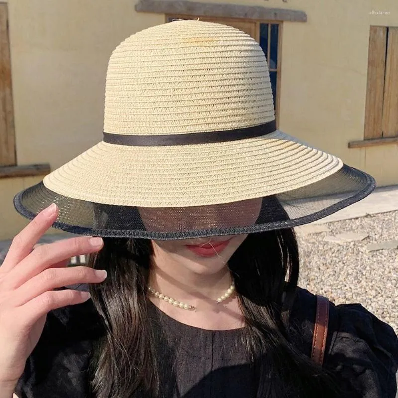 Fashion (56-58cm) Spring Summer Hats For Women Sun Protection Casual Korean  Bucket Hat Female Wide Large Brim Outdoor Travel Fashion Foldable