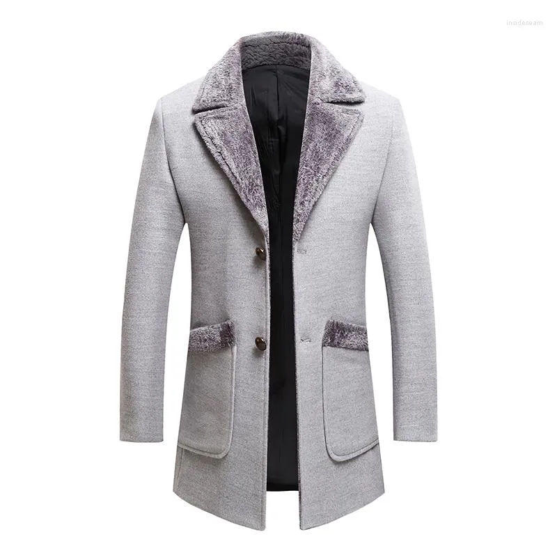 Herr ull vinter high-end boutique förtjockad varma mäns casual affärs ullrock manlig smal långjacka storlek m-5xl
