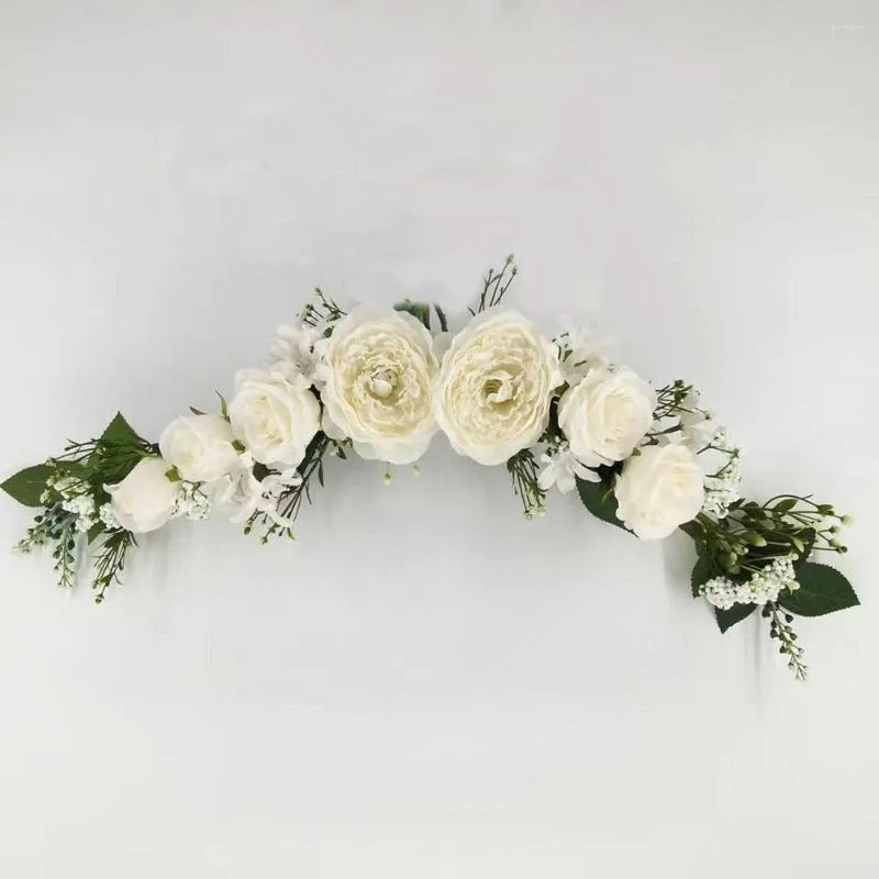 Fiori decorativi Bianco Arco simulato Fiore Bella decorazione di nozze in plastica di seta