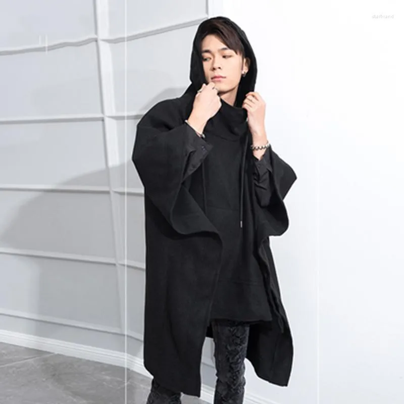 Męska wełniana wełniana wełniana M-4xl Cape Cloak Kurtka w stylu szalowym w stylu szal