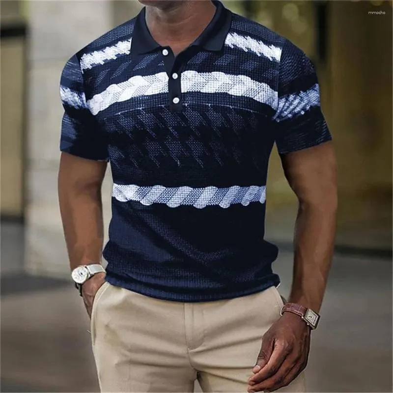 Polos pour hommes Polo Vintage 3D Stripe Print Vêtements de haute qualité Chemise ample surdimensionnée Tops T-shirts doux Été Casual Manches courtes