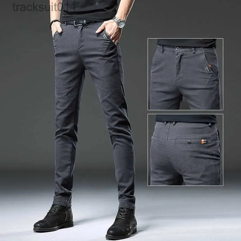 Mäns jeans 2023 Spring och Autumn New Classic Fashion Solid Colastic Jeans Men's Casual Slim Hate