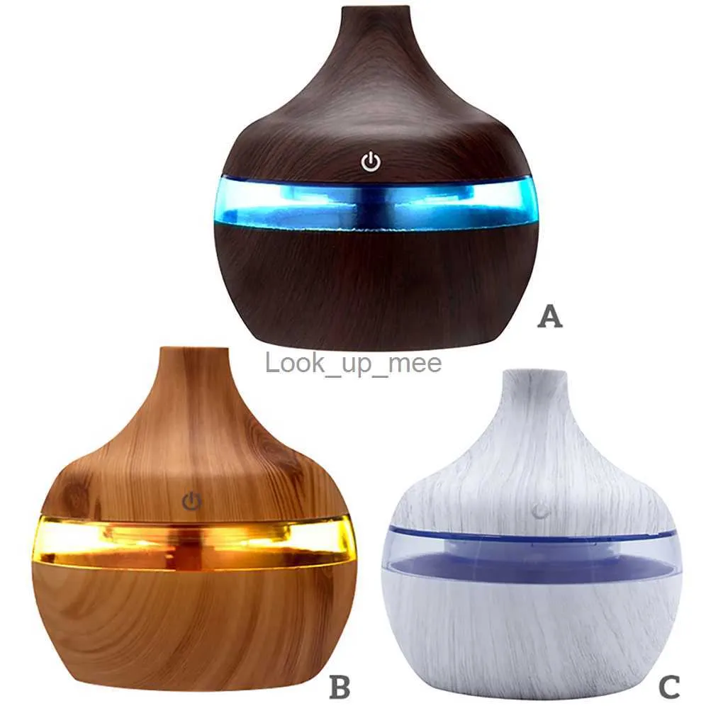 Humidifiers USB Humidifier Mist Aroma Diffuser Wood Grain Colorful Night Light 300ml Car Atomizer White Wood Grain YQ230926