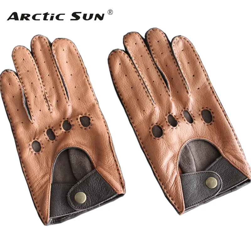Five Fingers Gloves Men's Genuine Leather Male Breathable Fashion Classic Goatskin Unlined Thin Spring Summer Driving Mittens TB15 230925