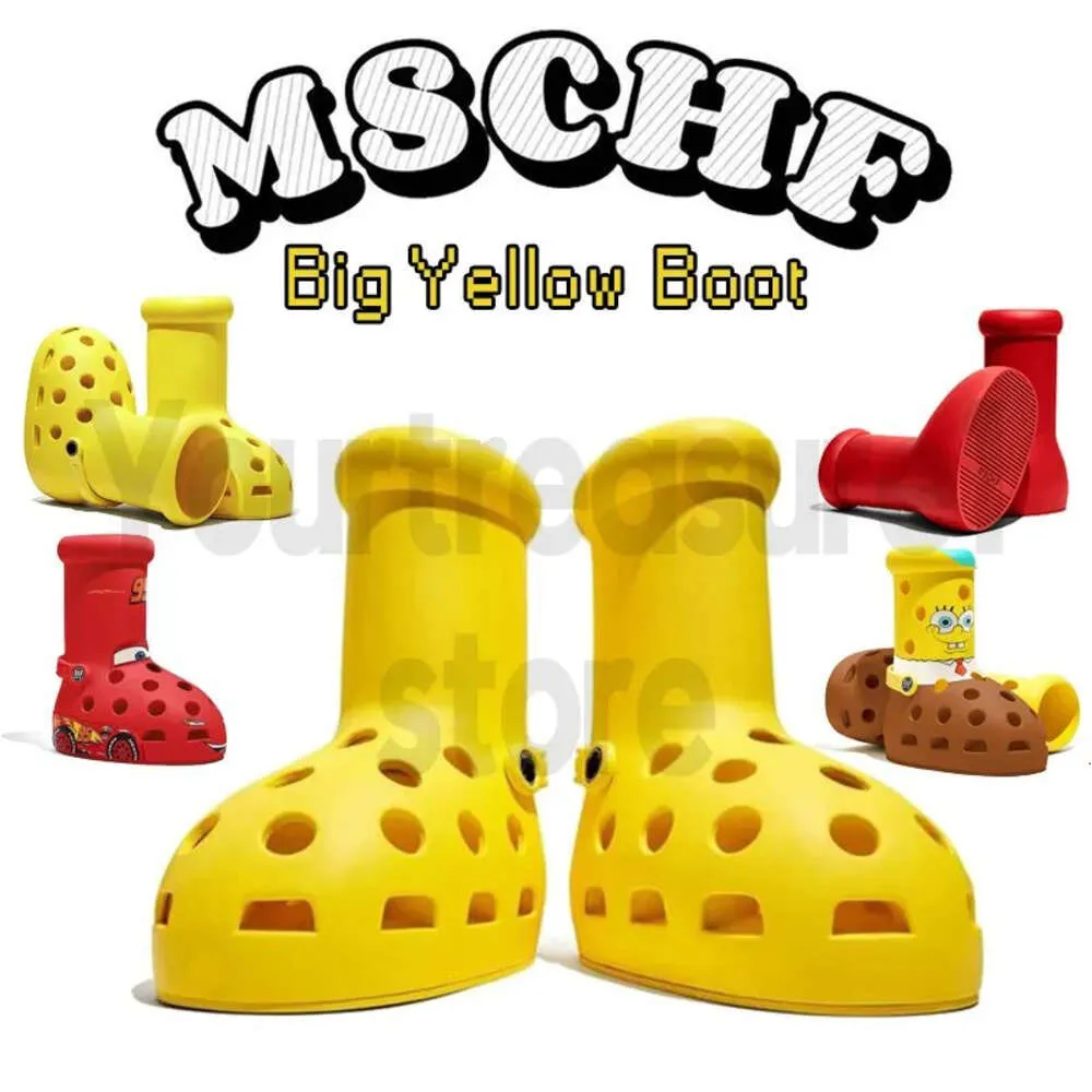 Mschf Astro Boy Big Yellow Boots Rain Boots Designer Men Women Boot Eve
