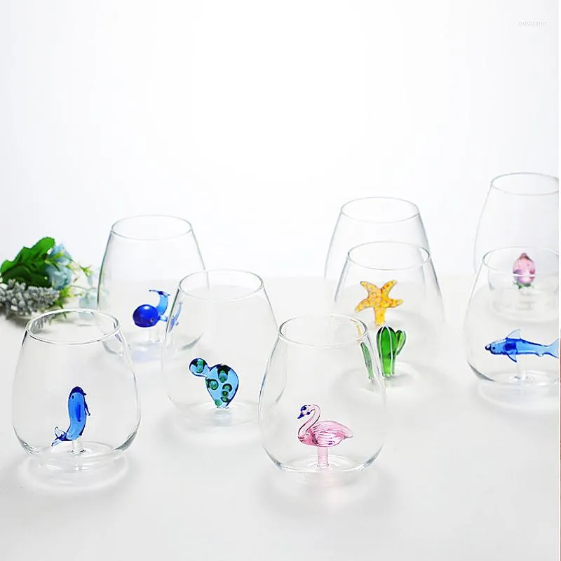 Verres à vin 3D dessin animé Animal tasse en verre maison plante modélisation tasse forme tridimensionnelle lait jus eau