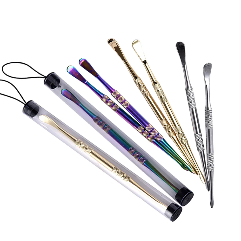 Caneta atomizadora de cera com logotipo OEM Ouro Prata Cores do arco-íris Dab ferramenta de dabber de unhas de cerâmica ferramenta colorida Dabber ferramenta de vaporizador de ervas secas pacote por tubo de plástico transparente