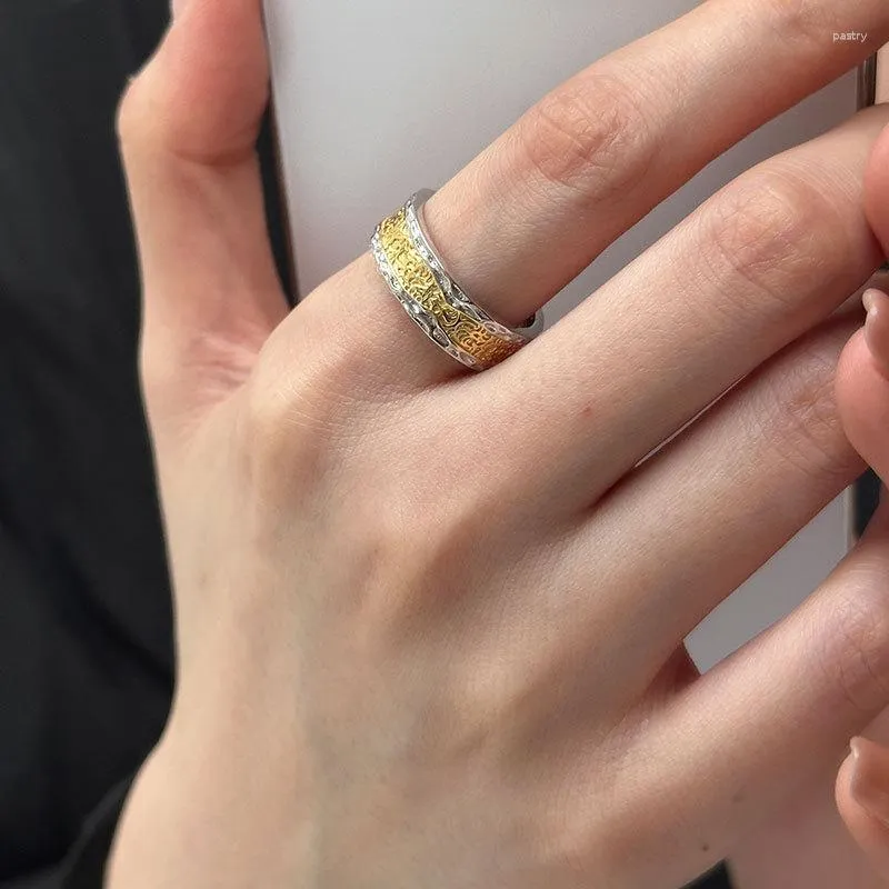 Anéis de cluster Anel de grama de prata esterlina para mulheres ouro e cor combinando pequeno design sentido tendência aberta