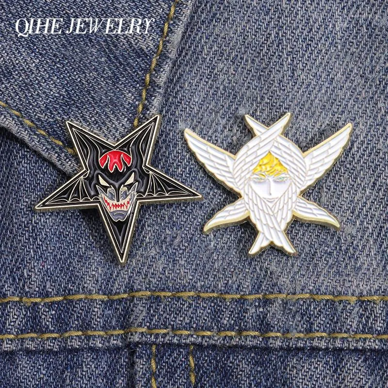 Broches preto branco estrela animais esmalte pino anime emblema amigos presente mochila camisola jóias acessórios de lapela personalizados atacado
