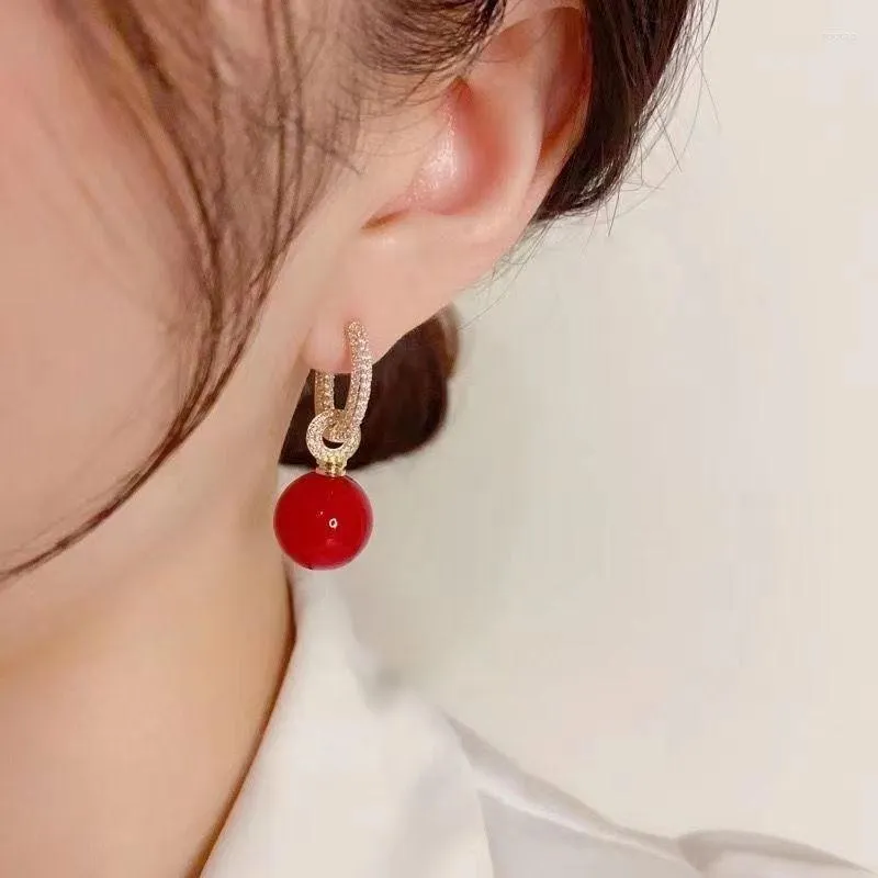 Dangle Earrings Classic Imitation Pearl Red For Women Elegant Crystal Long Tassel Luxury Drop Earring Wedding Bride Jewelry Gift