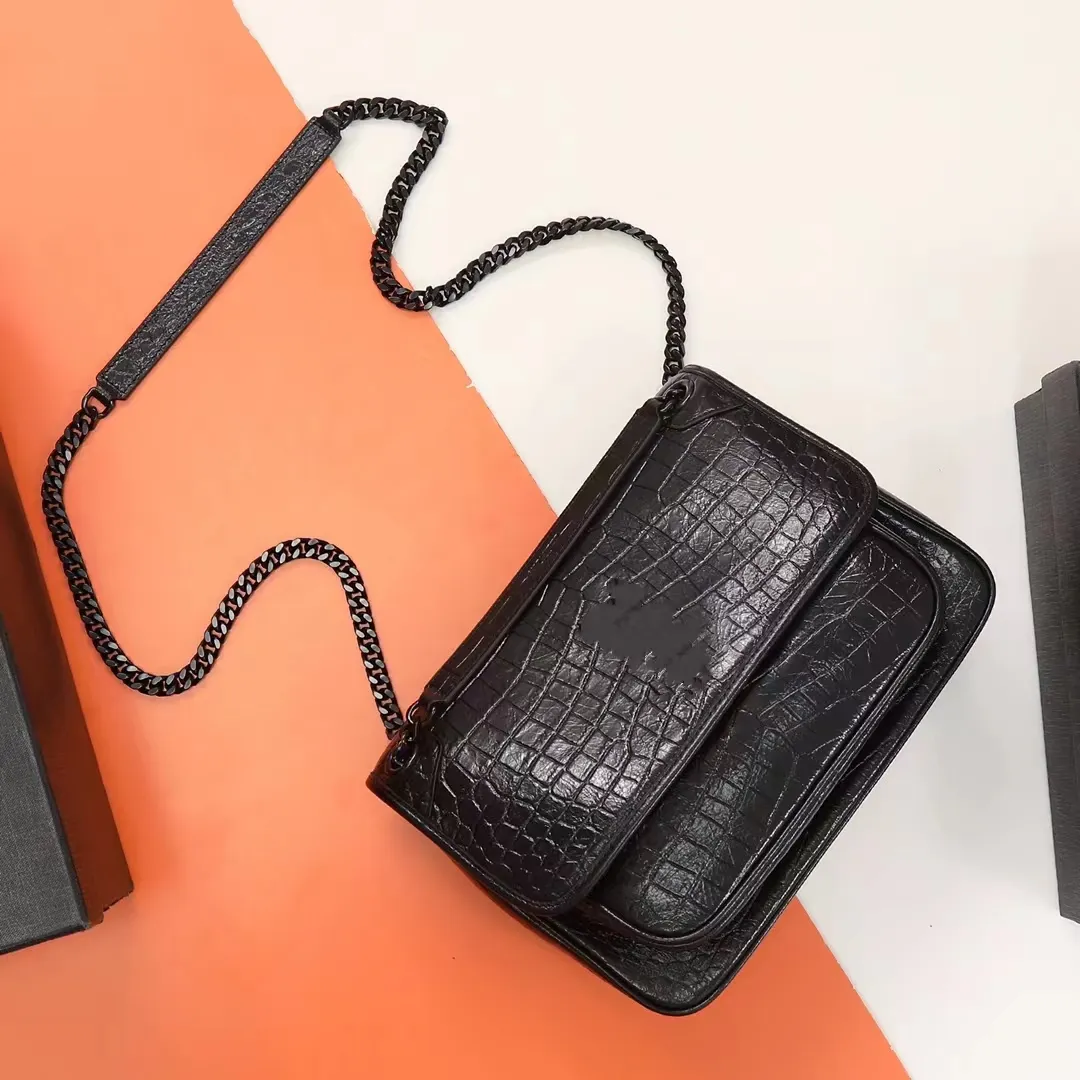 Omuz Çantaları Marka Tasarımcı Çanta Totes Klasik Timsah Desen En Kalite1 1 Zincir Omuz Crossbody Dahili fermuarlı cep kutusu ile kadın moda için