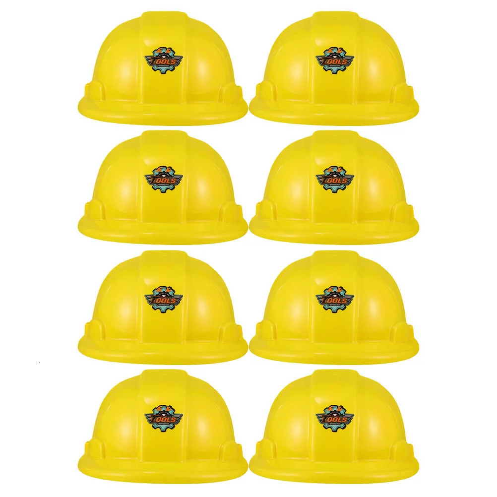 Chapéus de festa 8pcs chapéus de festa de construção para 3 ~ 6 anos crianças crianças traje de aniversário decoração construção favores de aniversário amarelo 230926