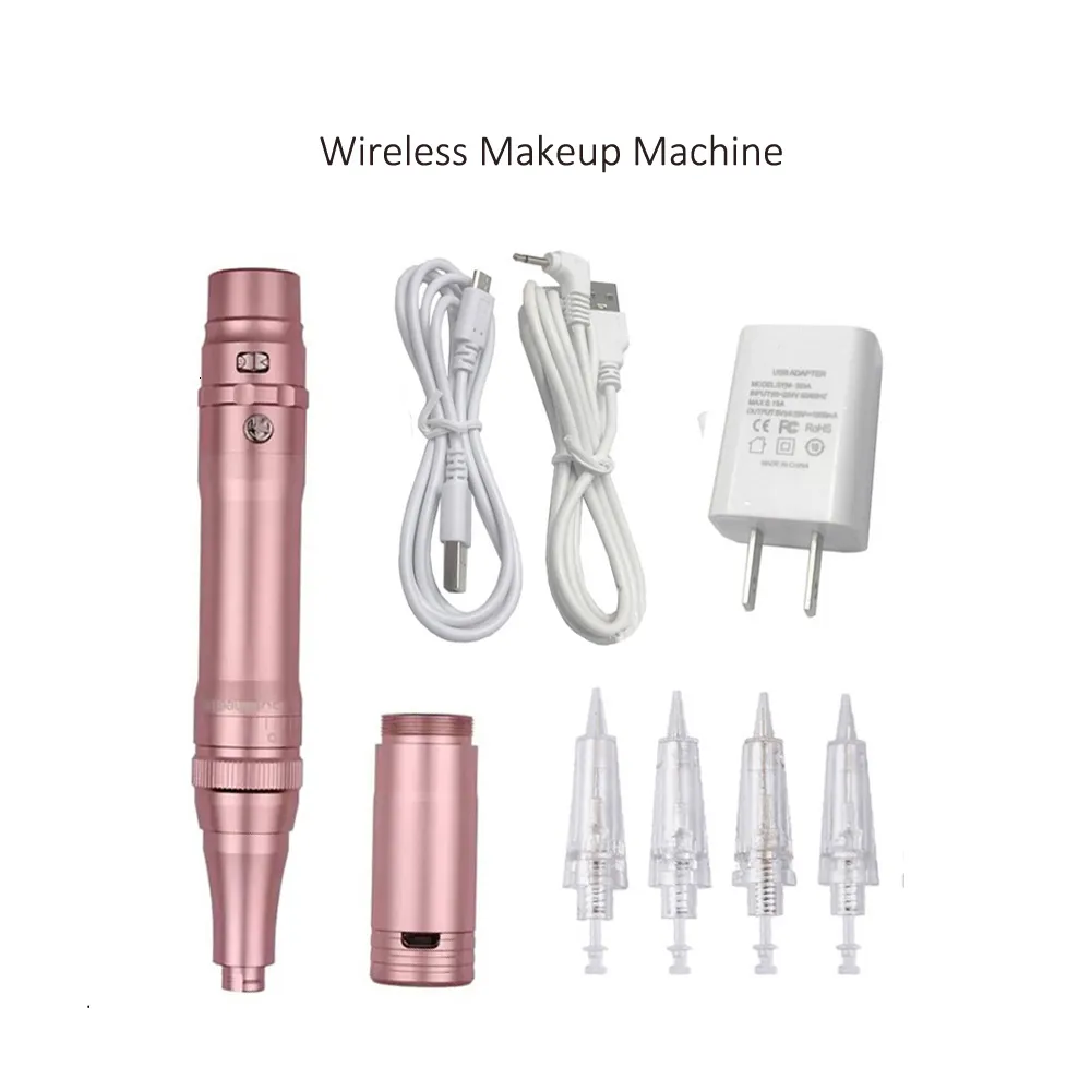 Kits de pistolets de tatouage en or rose, stylo de maquillage permanent sans fil de haute qualité, machine à sourcils de beauté 230925