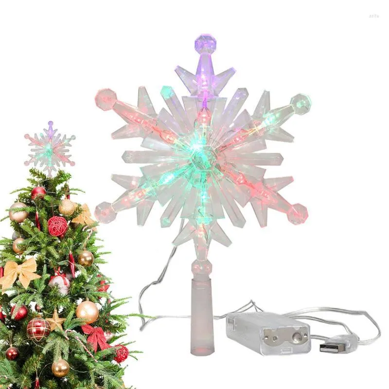 Juldekorationer Snöflinga Tree Topper Light Glitter Ornament Night Projector Holiday Decoration
