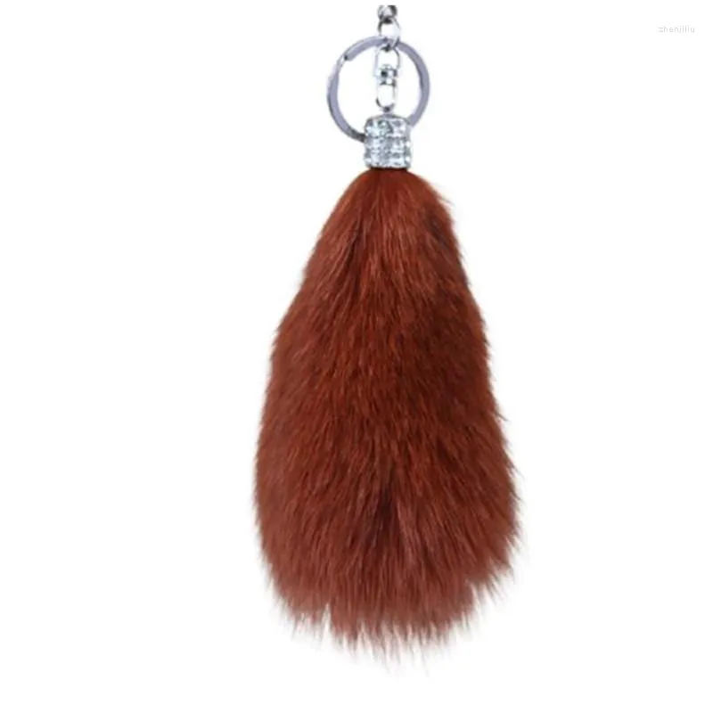 Keychains Key Pendant Nautural Fur Hair Large Bag Jewelry Pompom Fluffy Hanging Keychain