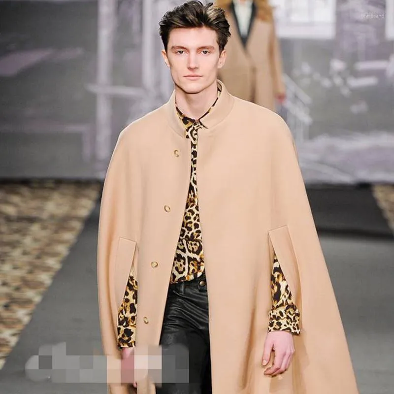 Uomo in lana autunno e inverno 2023 Mantello Colletto della giacca Versione coreana della camicia a pipistrello Cappotto di lana Passerella Sezione lunga
