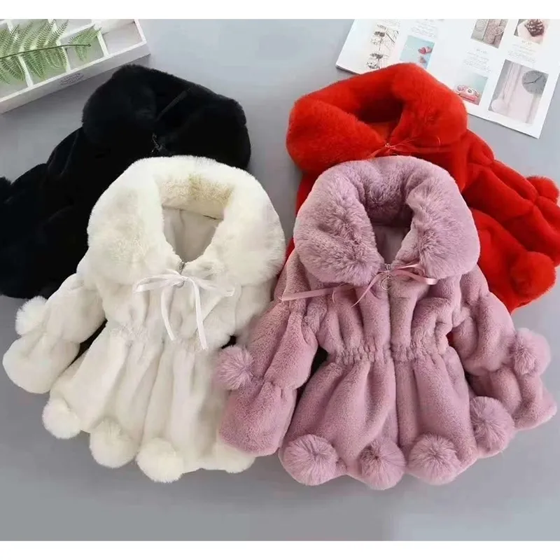 Cardigan 1 7 anni neonata giacca autunno inverno caldo cappotto di pelliccia sintetica per Natale principessa outwear moda peluche abbigliamento per bambini 230925