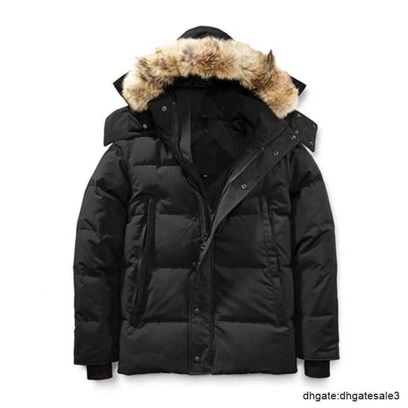 Men's Down Parkas Winter Fourrure Down Parka Homme Jassen Chaquetas Outerwear Wolf Fur Hooded Fourrure Manteau Wyndham Canada Down Jacket Coat Hiver Doudoune