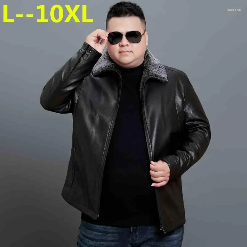 Men's Fur Men 6X 10XL Genuine 8XL Coat Collar Motorcycle Leather Jacket Warm Winter Thick Jaqueta De Couro