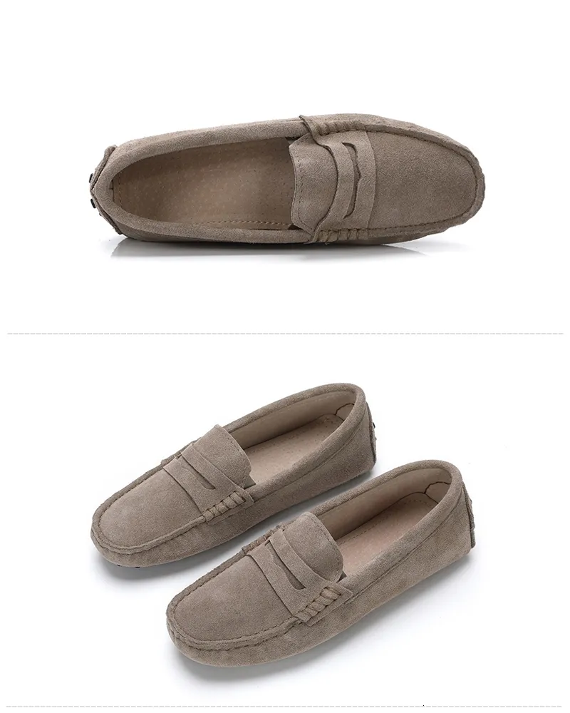 Genuine Leather Spring Flat Shoes Casual Loafers Slip On Women's Flats Shoes Moccasins Lady Driving Shoes