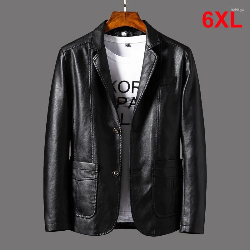 Vestes de fourrure pour hommes 2023 printemps PU hommes couleur unie manteau en cuir décontracté moto Biker veste mâle vêtements grande taille 5XL 6XL HX294