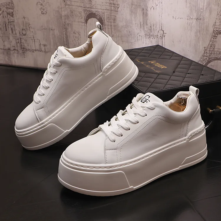 Style européen robe affaires fête chaussures de mariage de luxe mode vulcanisé respirant Casaul Sneaker bout rond fond épais loisirs marche mocassins H32