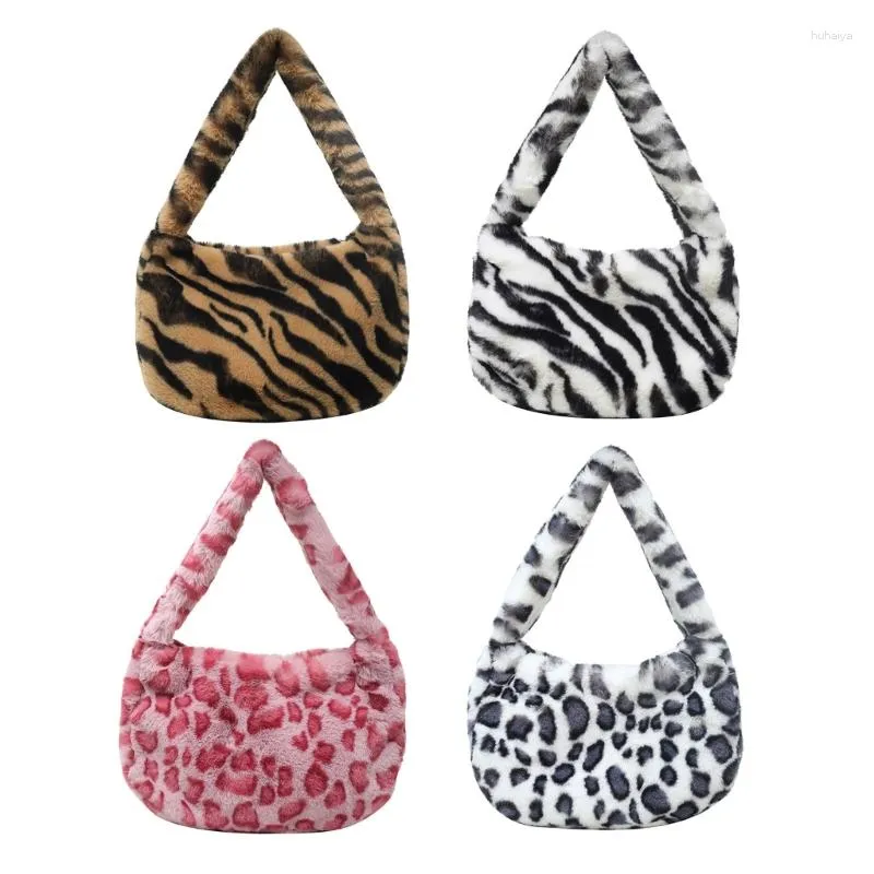 Abendtaschen 2023 Unterarmtasche Plüsch Schultertasche Vielseitige Modehandtasche Zebras/Leopardendruck Achselhöhle Trendy