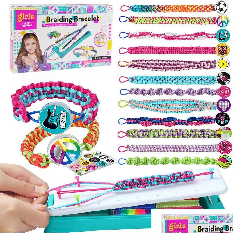 Kit de fabrication de bracelets d'amitié en plastique acrylique Lucite pour filles, kits de bricolage, jouets, cadeaux d'anniversaire et de Noël, fourniture de fête et de voyage A Dh5Ug