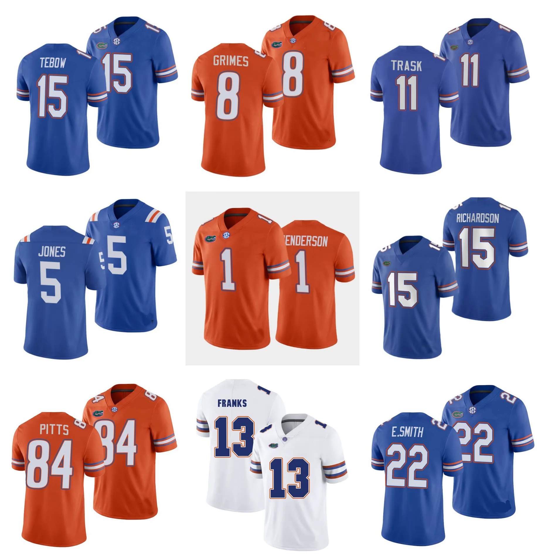 Florida Gators voetbalshirt College NCAA Tim Tebow Emmitt Smith Anthony Richardson Trevon Grimes Kyle Pitts Kyle Trask Trevor Etienne Kadarius Toney Maat S-4XL