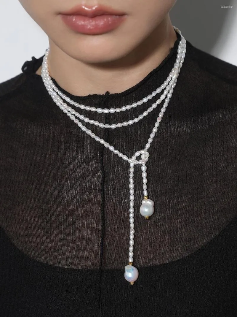 Collier ras du cou LONDANY, bricolage, empilé de perles d'eau douce naturelles, chaîne de pull de niche à la mode