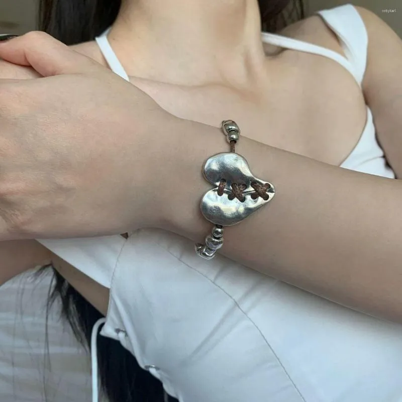 Strand Vintage Kpop mode cravate amour coeur Bracelet de perles pour les femmes Cool charme esthétique accessoires Harajuku bijoux à la mode cadeau