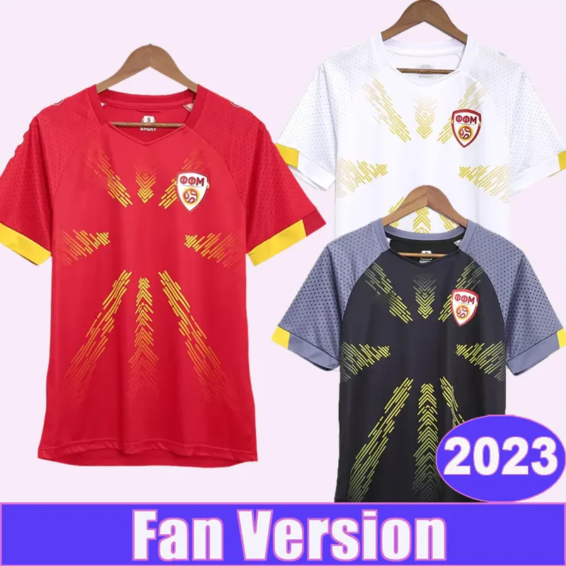 Мужские футбольные майки North Edonia RISTOVSKI ALIOSKI 2023 BARDHI TRKOVSKI RISTEVSKI VEELKOVSKI Home Away 3rd Футболки с коротким рукавом для взрослых