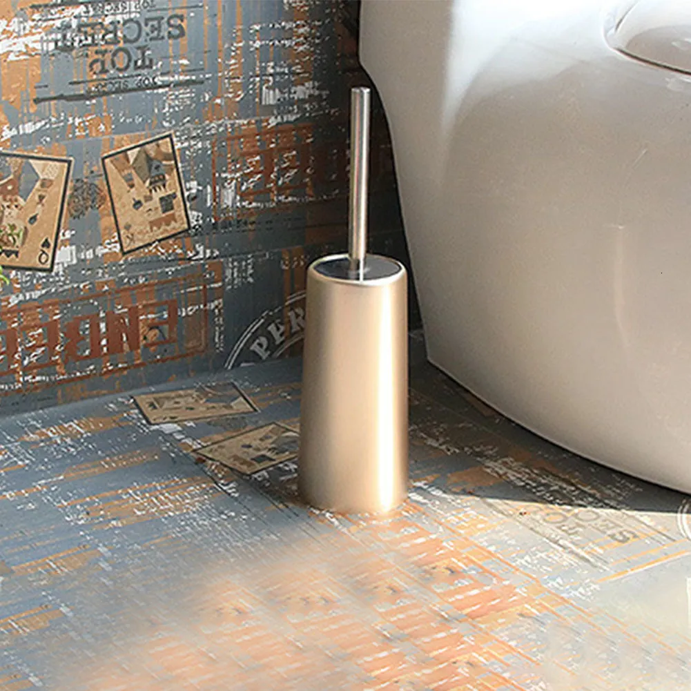 Ergonomic Toilet Brush Holder Gold Set With Quick Drying Nylon Bristles