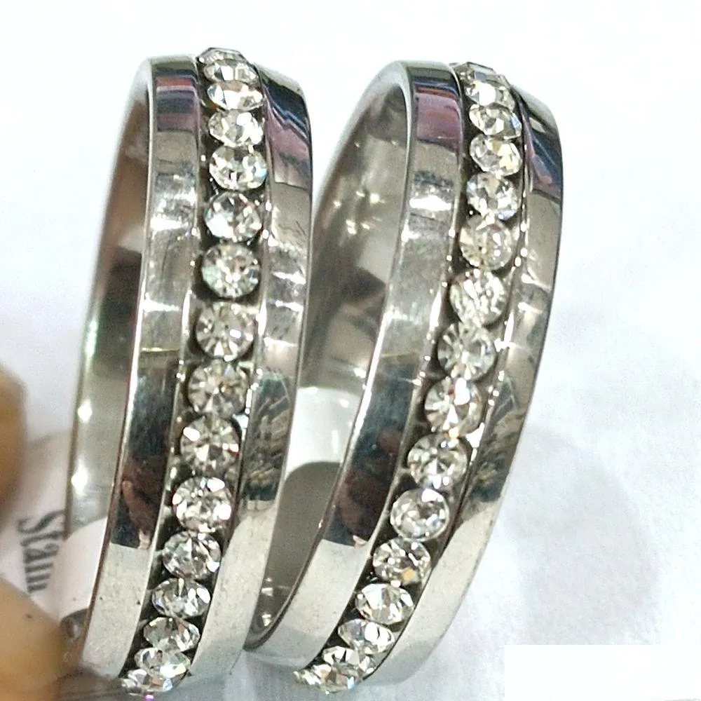 Drie Stenen Ringen 250 Sier Comfort Fit Strass Zirkoon Roestvrij Staal Drop Levering Sieraden Ring Dh2No