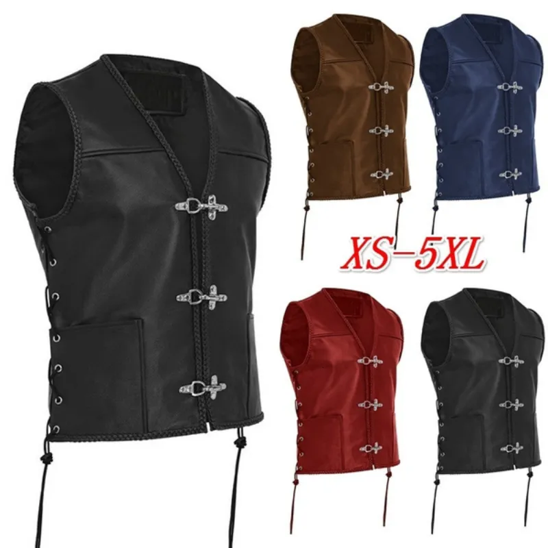 Gilets pour hommes hommes Vintage fausse fourrure gilet veste col en V simple boutonnage côté tressage sans manches grande taille 230925