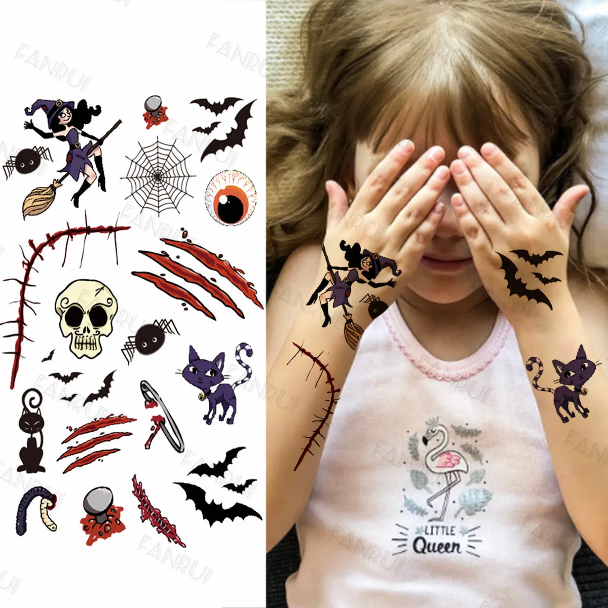 Realistic Black Halloween Spider Halloween Fake Tattoos For Kids DIY Small  Stickers With Scarecrow And Skull Design 230926 From Bian04, $2.94
