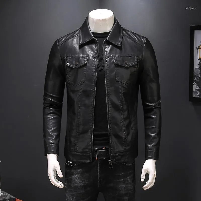 Männer Pelz Leder PU Herbst Jacke Für Männer Mode Chaquetas En Cuero Casaco Masculino Casual Mantel Männlichen Multi-tasche Kleidung