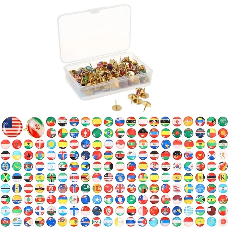 Pregos 194 pacote multifuncional bandeira nacional polegar push pins para pos imagem parede país mapas boletim cortiça placa 230926